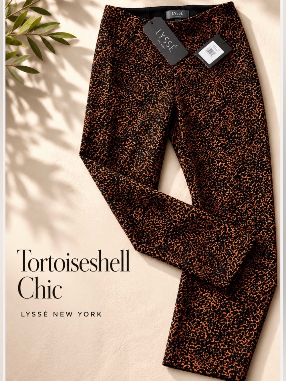NWT Lyssé New York Tortoiseshell Print Leggings | Slimming Stretch Pants | M